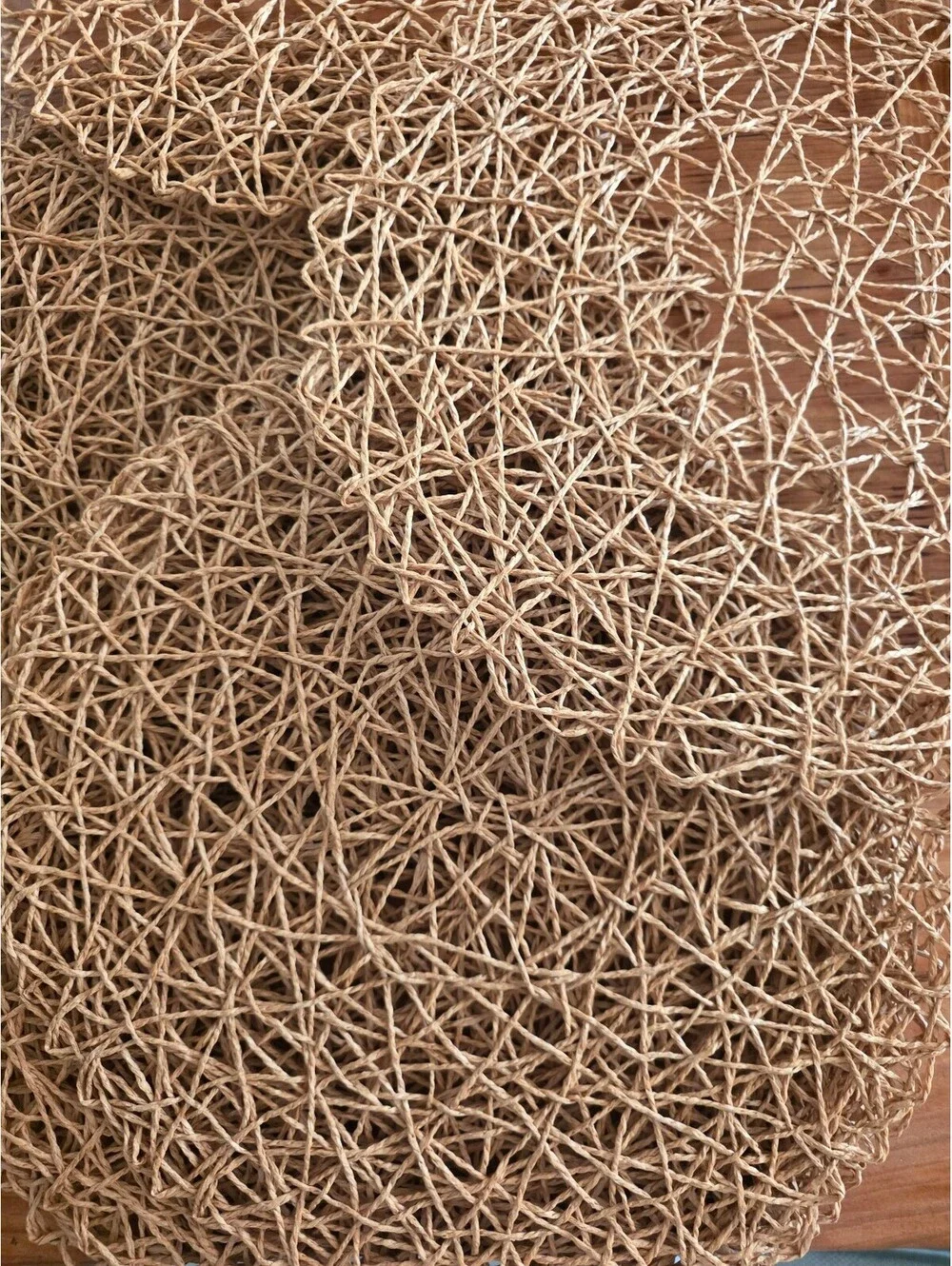 Set of 6 Round Woven Rattan Placemats - Natural Rustic Table Decor